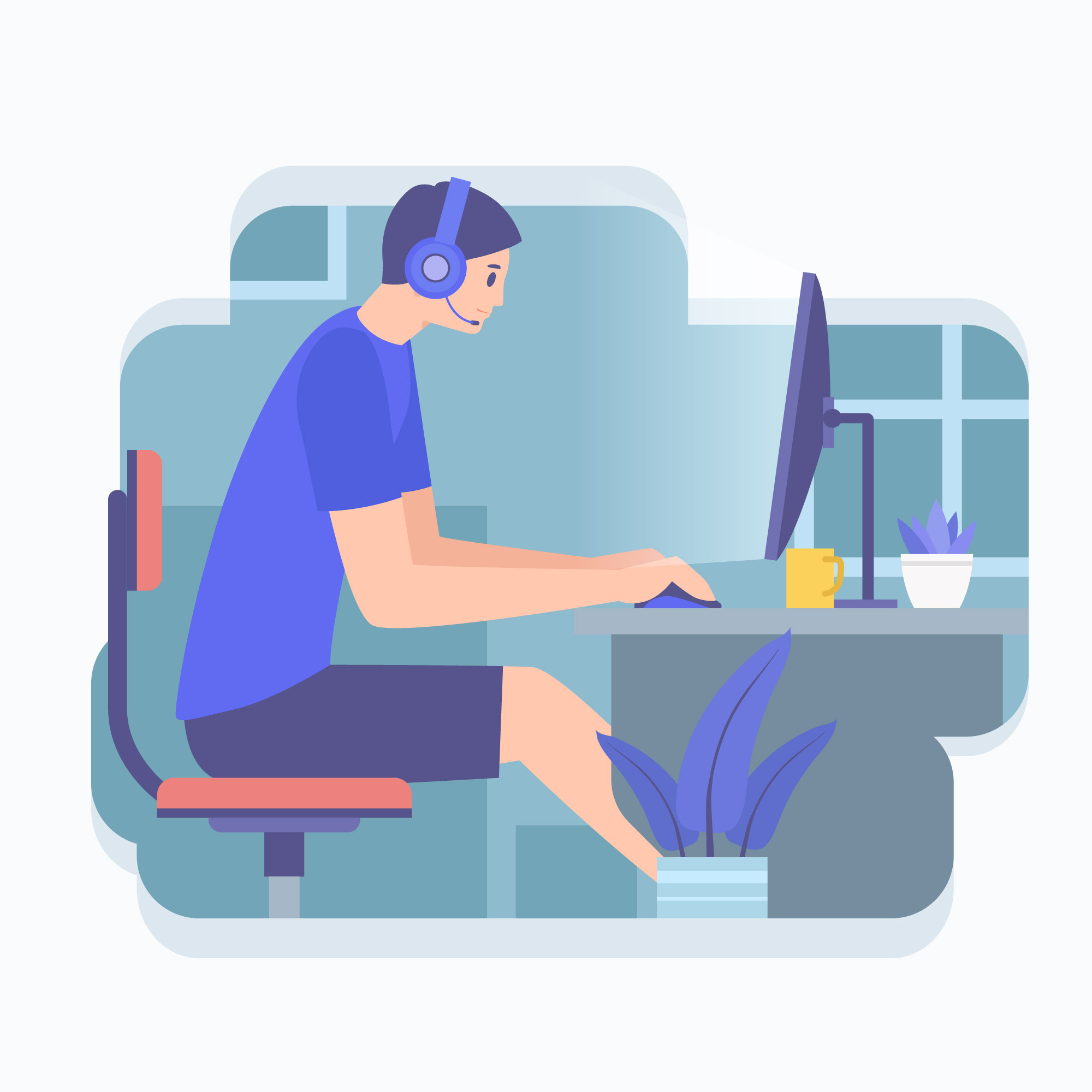 Illustration of a specialist completing digital work